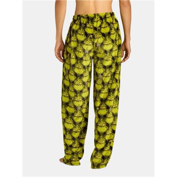 NWT Men's Dr. Seuss Grinch Fleece Sleep Pants, Pockets, Elastic Waist/Drawstring - Picture 2 of 5